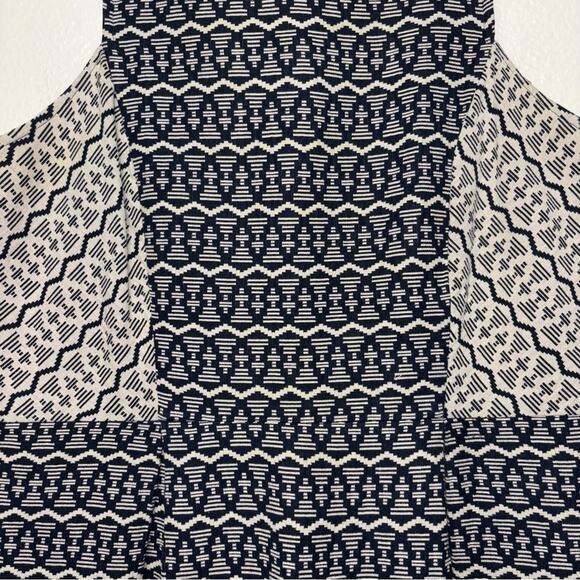 Ann Taylor Loft Shift Dress Woman's 6 Tapestry Geometric Ikat Print Navy Blue - Picture 5 of 16